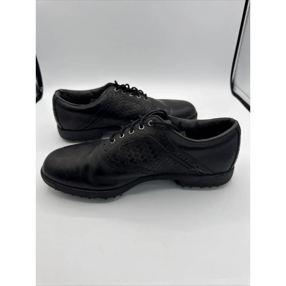 FootJoy Terrains Spikeless Golf Shoes Men's 10 Black Leather Woven Golfing FJ